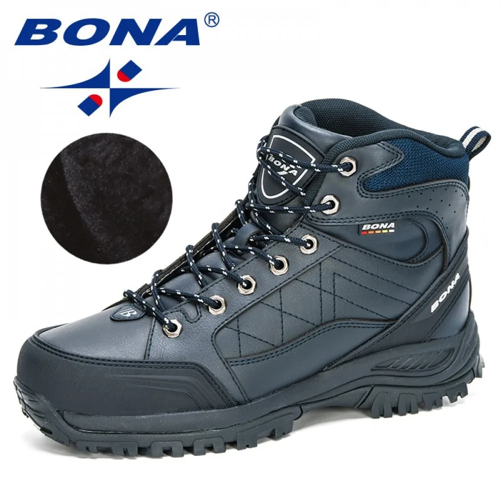 BONA 2020 New Designers Action Leather Climbing Boots Men Anti-Slippery Outdoor Hiking Shoes Man Ankle Boots Durable Masculino