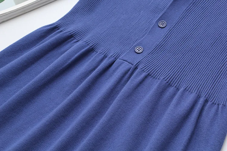 Blvyisla 4XL оверсайз сплошной цвет большое трикотажное платье Глубокий v-образный вырез женские свитеры под одежду платья