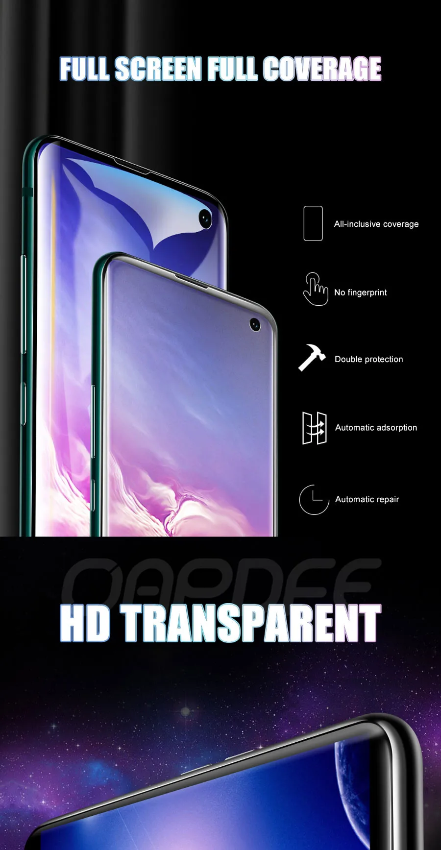 100D полностью изогнутая Гидрогелевая пленка для samsung Galaxy S10 S9 S8 Plus S10e S7 Edge Note 10 Plus 9 8 Защитная мягкая пленка