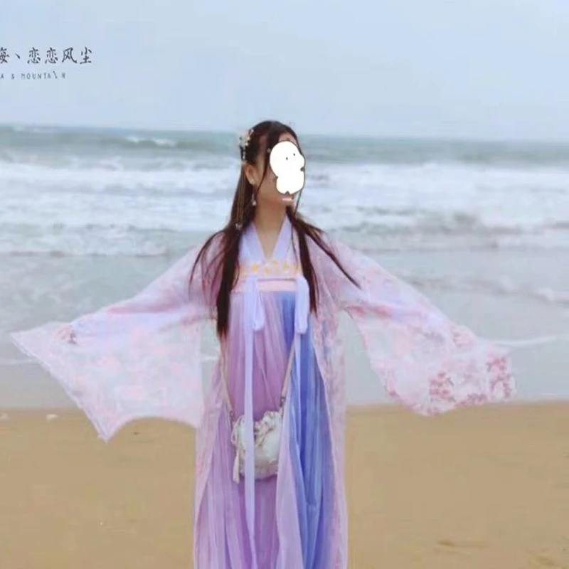 Новое платье Hanfu, Женский Классический танцевальный костюм, китайский древний костюм сказочной принцессы, традиционное розовое народное платье Hanfu SL1226