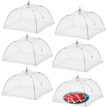 

6Pcs/Lot 45X45cm -Up Grid Food Cover Foldable and Washable Mesh Food Cover Dining Table Cover
