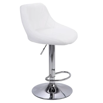 

[US-W]2pcs Adjustable High Type with Disk No Armrest Rhombus Backrest Design Bar Stools White