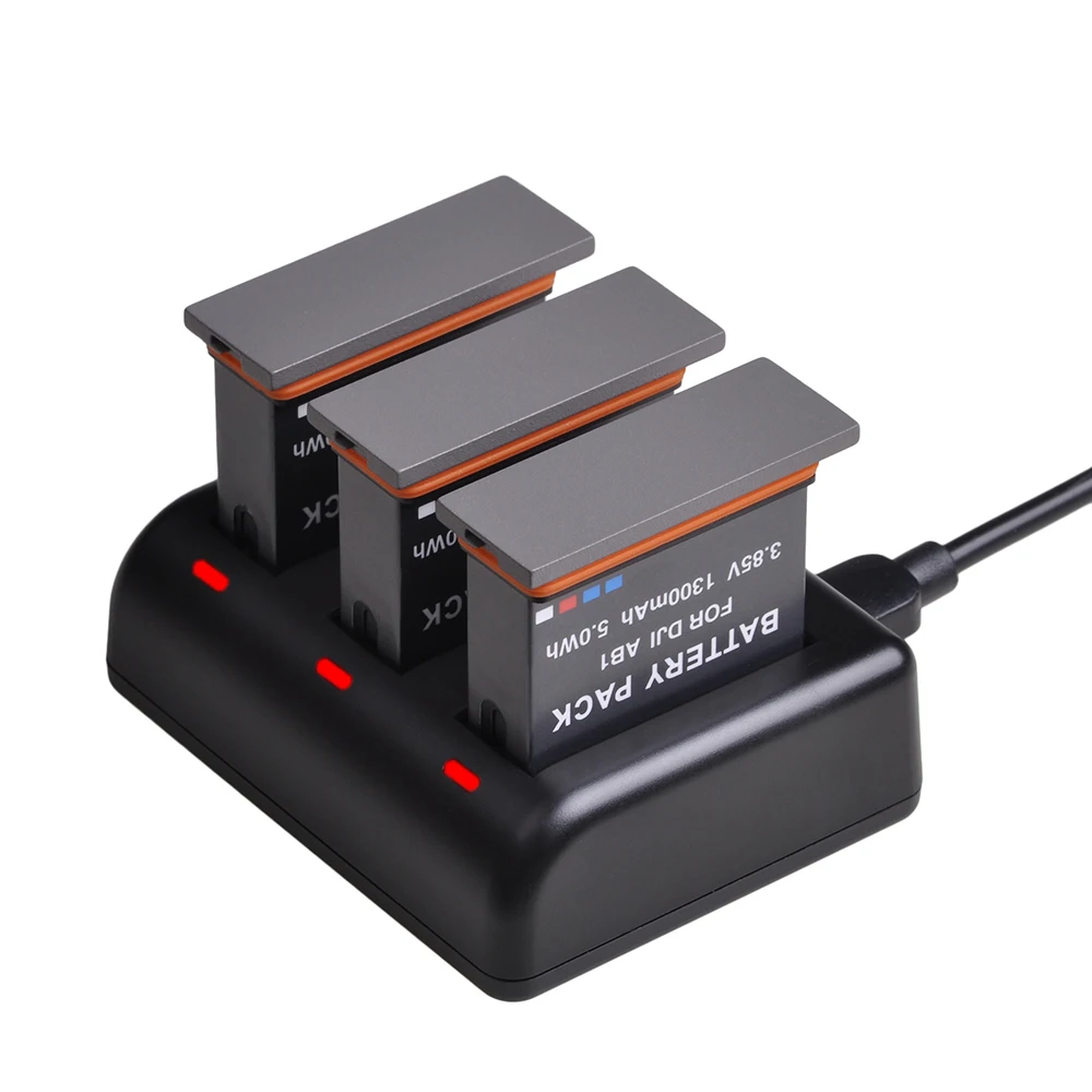 Тройное Зарядное устройство USB с портом type C для DJI Osmo Action S port s camera AB1 battery