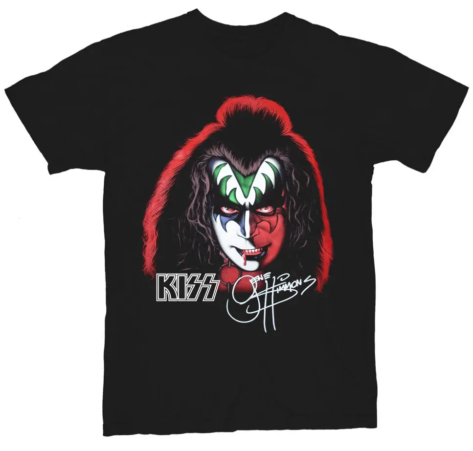 Поцелуй Генные симмоны Мужская Черная Рок футболка новый s m L XL 2XL 3XL 4XL 5XL | одежда