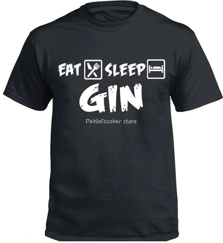 Eat Sleep Gin футболка Забавный подарок высокое качество мужская летняя 4XL 5XL Прямая