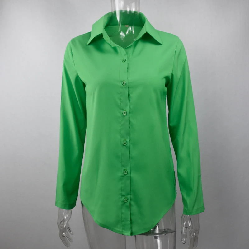 Женская блузка с цветочным принтом, рубашка с длинным рукавом и отложным воротником на пуговицах, женские весенне-летние блузки, рубашки размера плюс, Blusas Femme - Цвет: gh8004 green