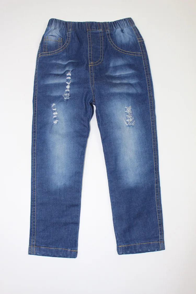 

2019 Spring Childrenswear Crawler Small Children Jeans Casual Cotton Lining Cloth Washing Water with Holes Jeans
