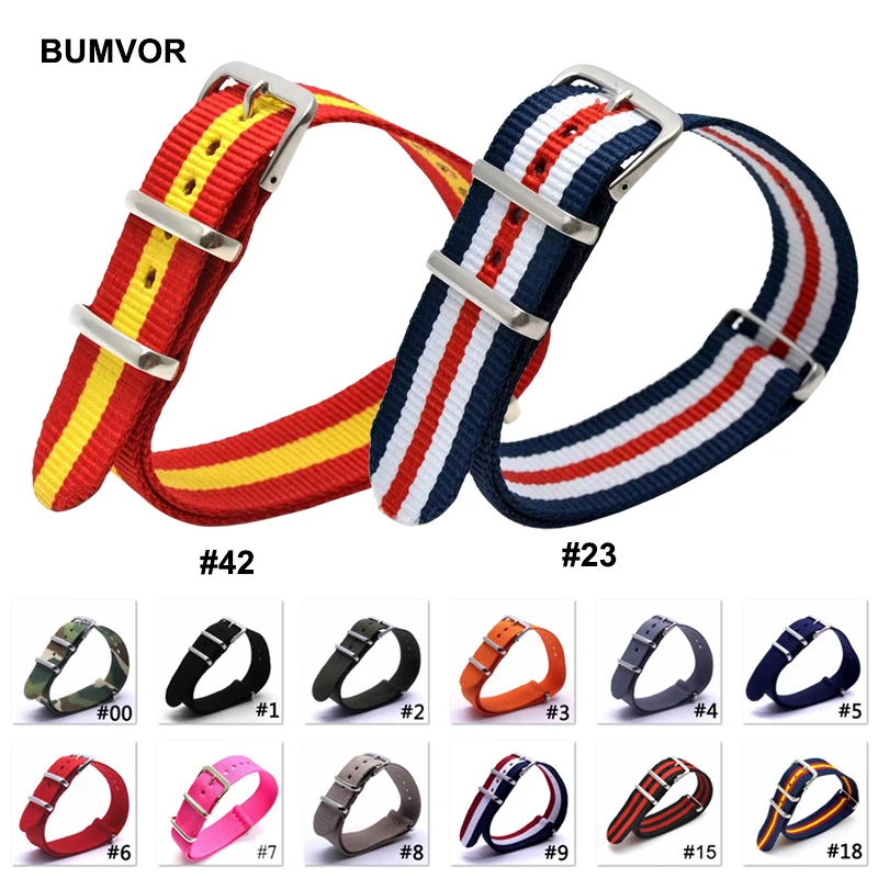 

Hot Sell Nato Nylon Watchband 16/18/20/22/24mm Universal Men and Women Strap Army Sport Fabric Woven Nylon Wristband