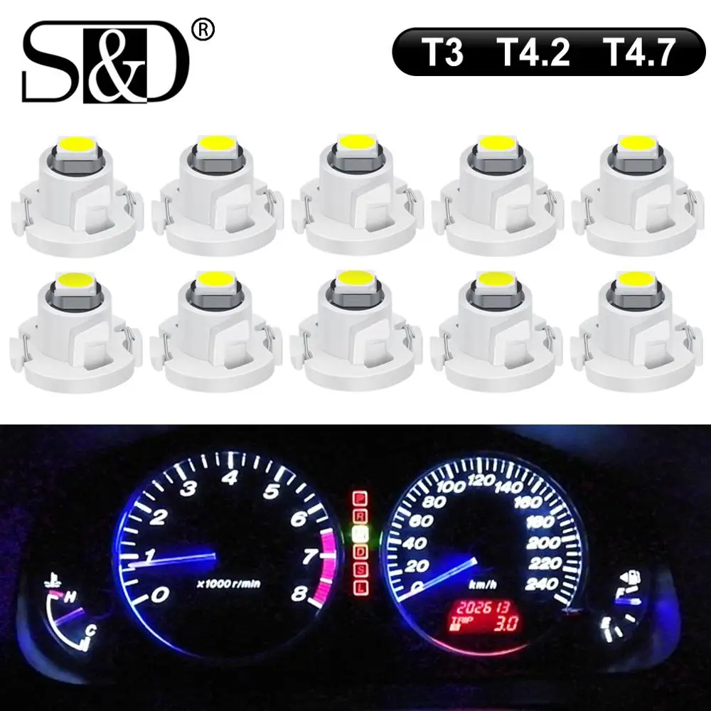 

10Pcs Super Bright 12V T3 T4.2 T4.7 Led Bulb Auto Dashboard Instrument Cluster Light Car Instrument Panel Lamp Indicator Lights
