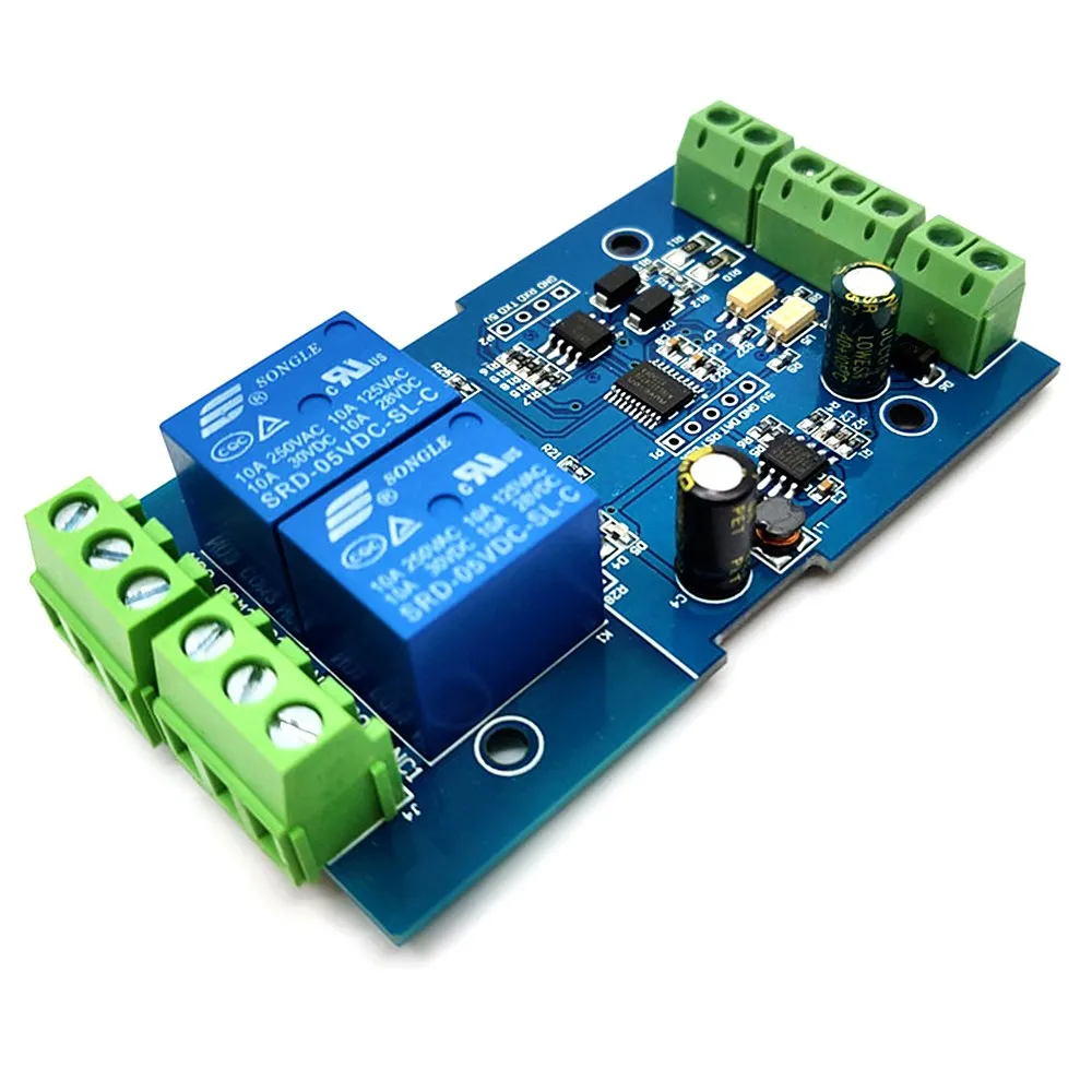 Modbus-Rtu 2-полосная триггерный релейный модуль переключения вход и выход RS485/ttl связи