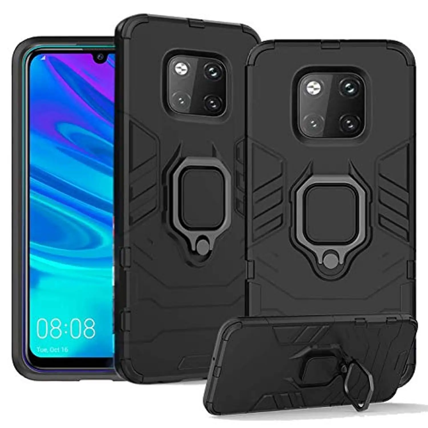 

Armor TPU PC Case For Huawei Mate 20 X P30 Pro P20 Lite Cover Stand Magnetic Car Holder Ring Hard Caso for Nova 5i 5 4 3 P Smart