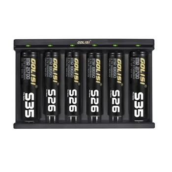 

1 pcs GOLISI NEEDLE 6 Slots 0.3A each Charger USB Ports DC 5V/2A fast speed charging for Li-ion 18650.21700.26500.26650 battery