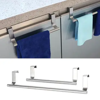 

2 Size Practical Stainless Steel Towel Rack Towel Holder Hanging Bar Bathroom Kitchen Cabinet Shelf Rack Towel Storage Shelf