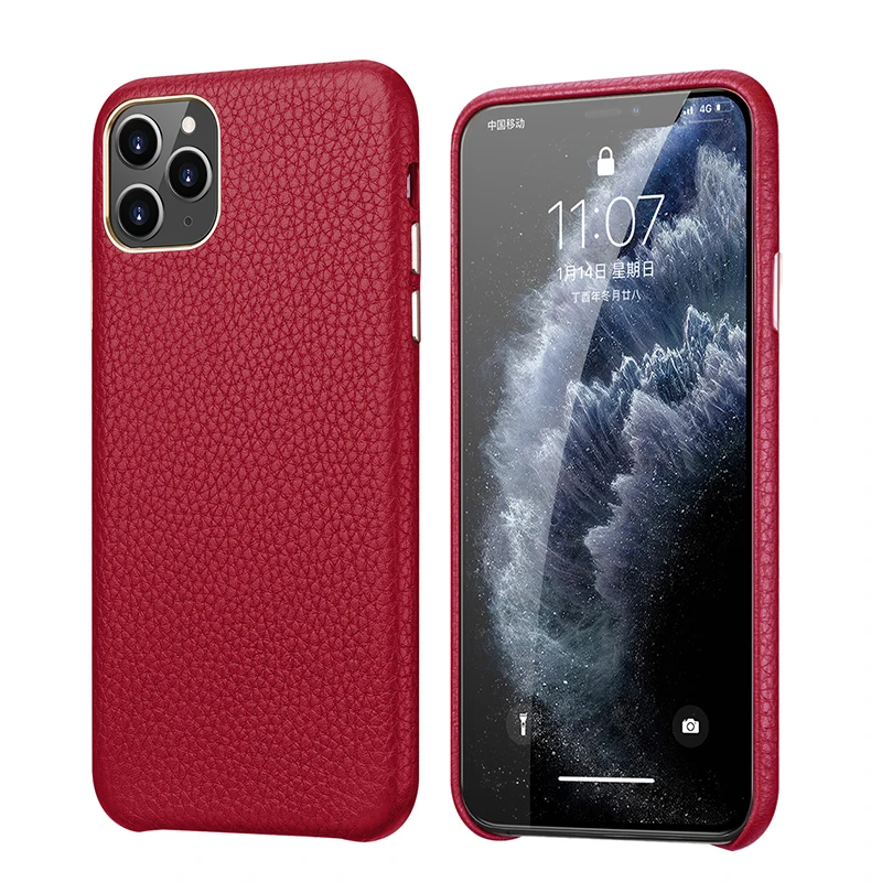 Роскошный металлический чехол с кнопкой громкости для Iphone 11 Pro Max, винтажный тонкий мягкий чехол из натуральной кожи, чехол для Iphone11 Pro - Цвет: Красный