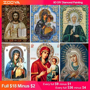

ZOOYA DIY 5D Diamond Embroidery Icons Full Square Diamond Embroidery Religions Sale Diamond Mosaic Full Display Icons Home Decor