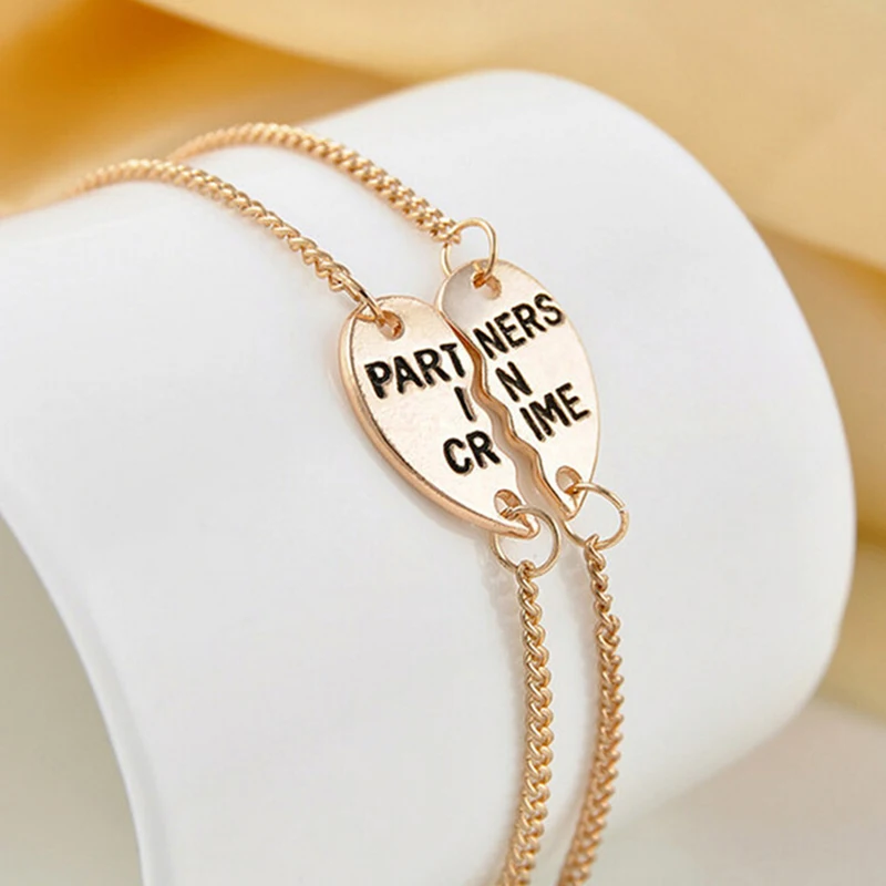 JETTINGBUY/Новинка 1 пара золотой цвет Best Friends BFF Forever Partners In Crime Valentine подвеска в виде