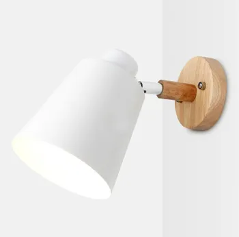 

Wooden Wall Lights Bedside Wall Lamp Wall Sconce Modern Wall Light Steering Head for Bedroom Nordic Colorful 6 Color E27 85-285V