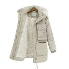 Женская зимняя теплая длинная куртка-пуховик с капюшоном и отложным воротником, пуховое пальто на пуговицах, парки на молнии, зимняя верхняя одежда, пальто WDC3396