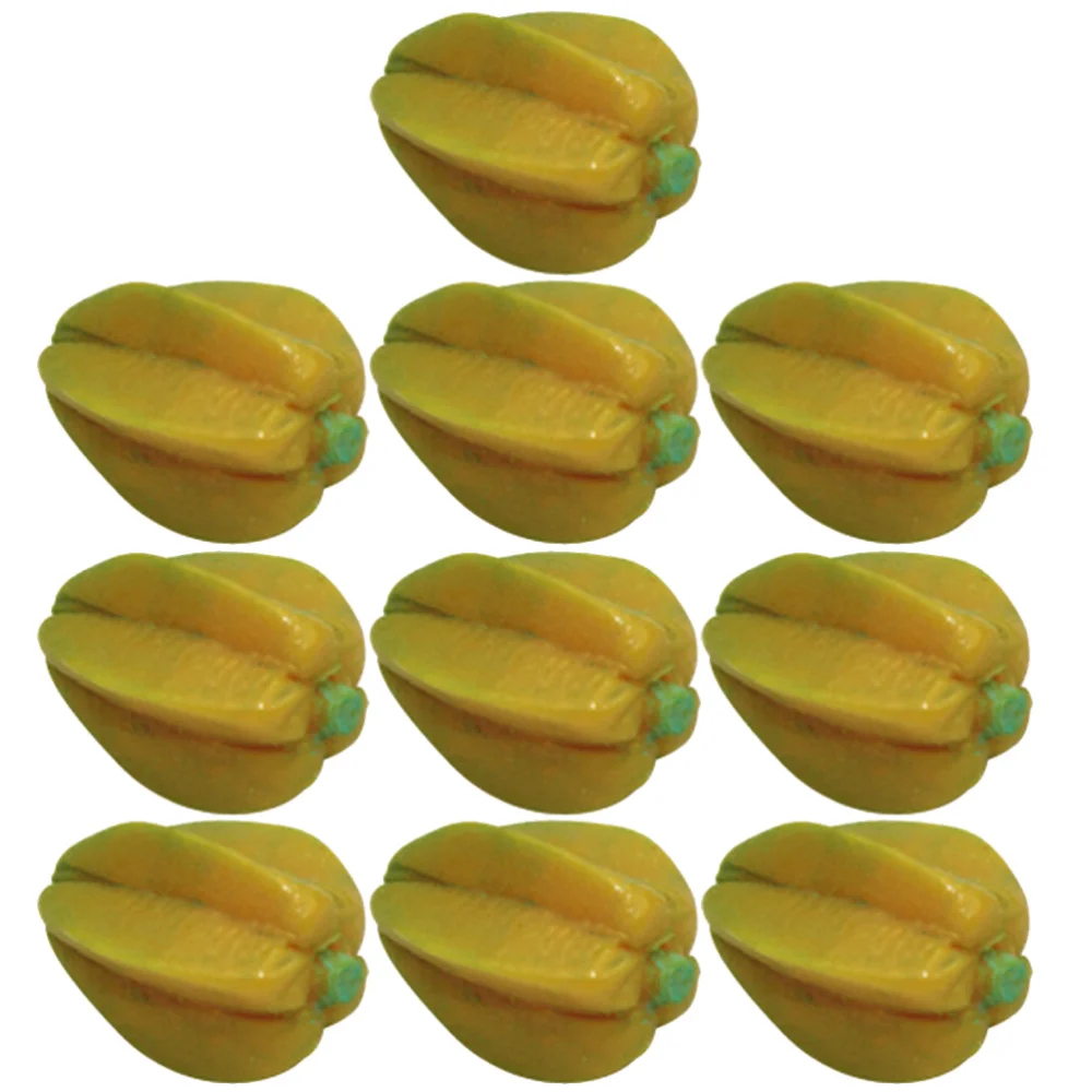 10 Pcs Simulated Fruits Toys Resin Star Fruit Decors Photograph Layout Props Bright Color Food Ornaments for Doll House Micro Wo | Дом и сад