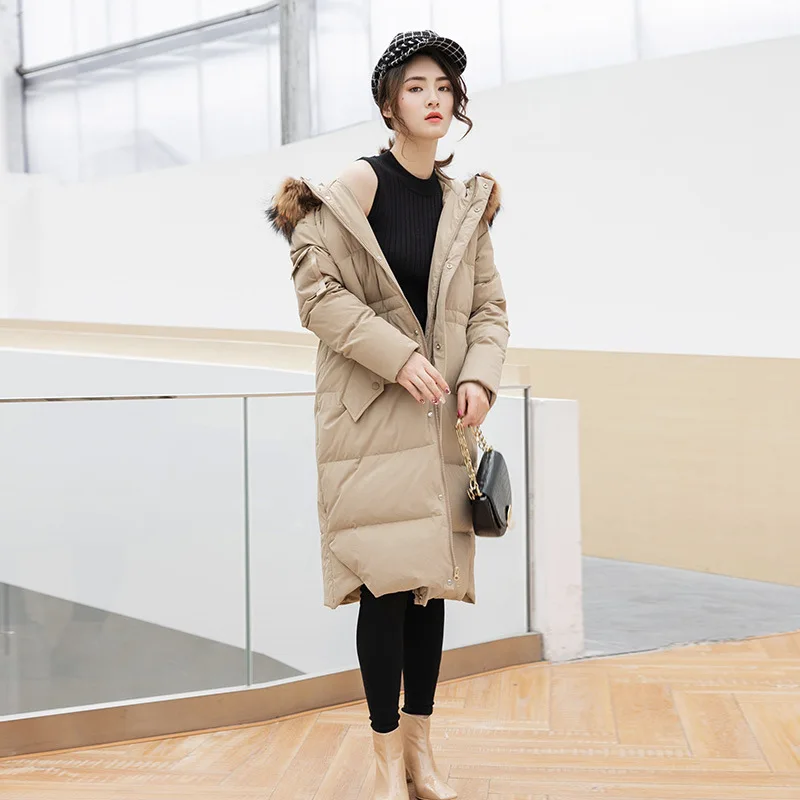 

Jacket Women White Duck Down Coat Long Winter Down Jacket Women Korean Hooded Puffer Jacket Chaqueta Mujer 6812 YY1317