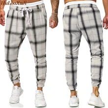 HuLooXuJi мужские клетчатые брюки повседневные осенне-зимние штаны для фитнеса узкие брюки-карандаш штаны для бега спортивные штаны Размер США: S-2XL