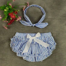 Модные, в полоску, с цветочным принтом детское платье для маленьких девочек с цветочным рисунком, с рюшами, на блумеры из хлопка