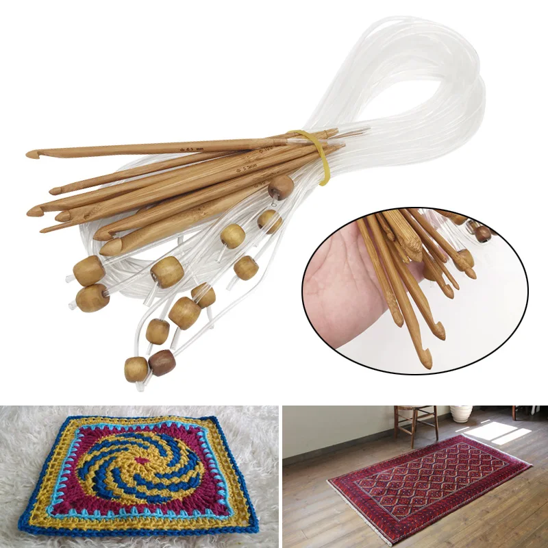 

1 Set 12 Sizes Bamboo Crochet Hooks Knitting Needle Kit 3-10mm Weaving Tools Set TT-best