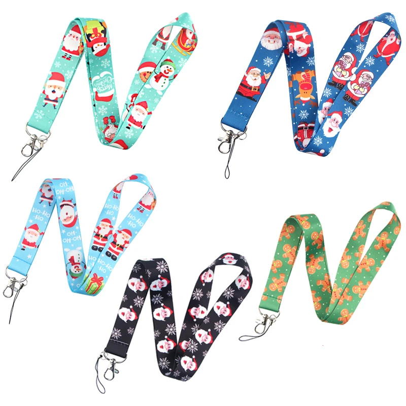 

LX930 Christmas Gingerbread Man Funny Keychain Neck Strap Santa Claus Lanyard ID Badge Holder Mobile Phone Rope Key Lanyard Gift
