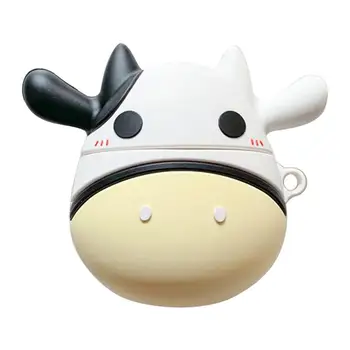

Wireless Earphone Case Cover Portable Milk Cow Design Silicone Headset Case Protector Compatible for AirPods 1/2