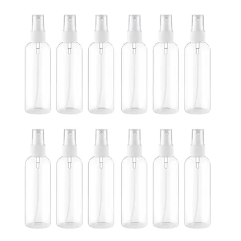 

12Pcs 100Ml Fine Mist Clear Spray Bottles Refillable Empty Plastic Travel Bottle for Essential Oils, Perfumes, Ect