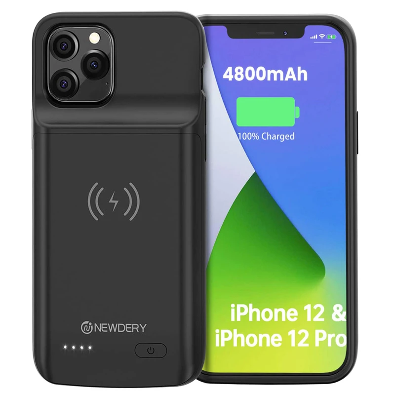 Shockproof Case - Free Tempered Glass i.Bravo Battery Case for iPhone 12 Pro Max 6.7 inch 【6800mAh】 Charger Case Protective Portable Charging Case Rechargeable Extended Battery Pack