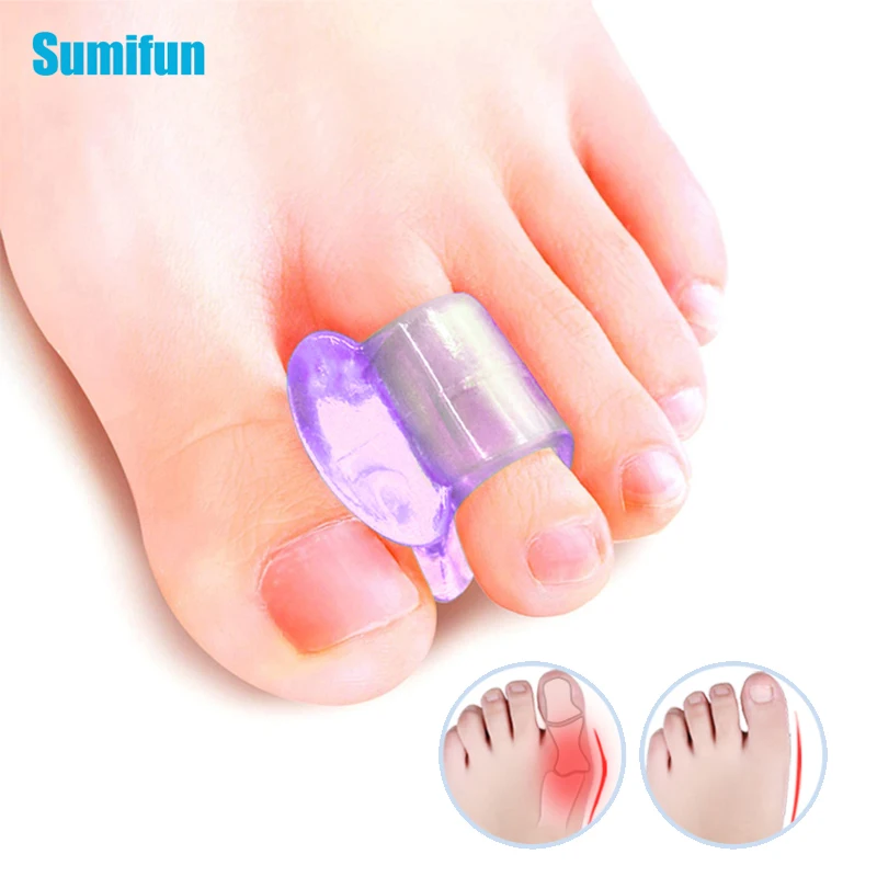 2pcs Purple Soft Silicone Gel Toe Separator Hallux Valgus Orthopedic Bunion Spacers Thumb Corrector Pedicure Foot Care Tool