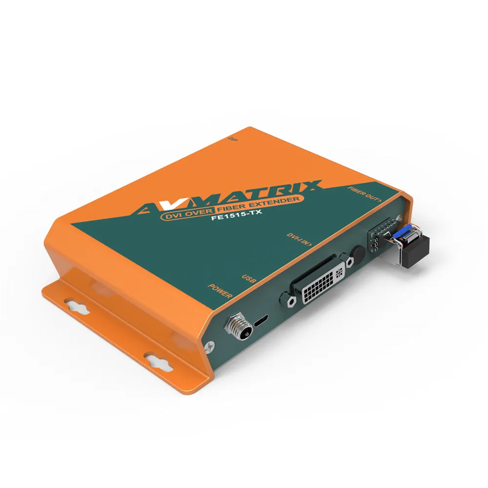 AVMATRIX FE1515 Fiber Optic RX/TX Video DVI Converter with 20km SFP LC Module Fiber Optic Extender for Monitor