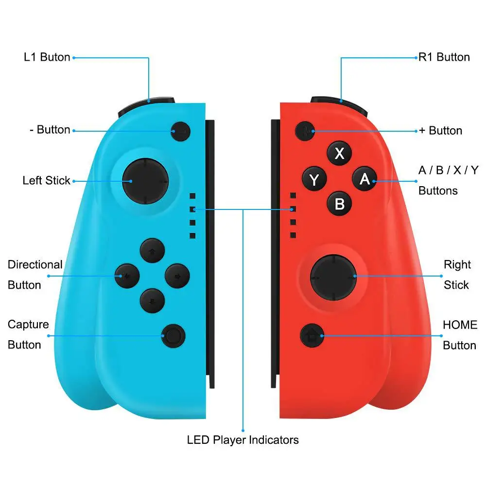 Беспроводной Pro Handgrip Bluetooth джойстики Joy-Con(L/R) Игровые контроллеры геймпад для Nintendo Switch NS консоли синий/красный