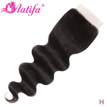 

Aatifa 5x5 Lace Closure Brazilian Body Wave Human Hair Closure with Baby Hair Natural Color Remy Brazilian Lace Closure 5x5