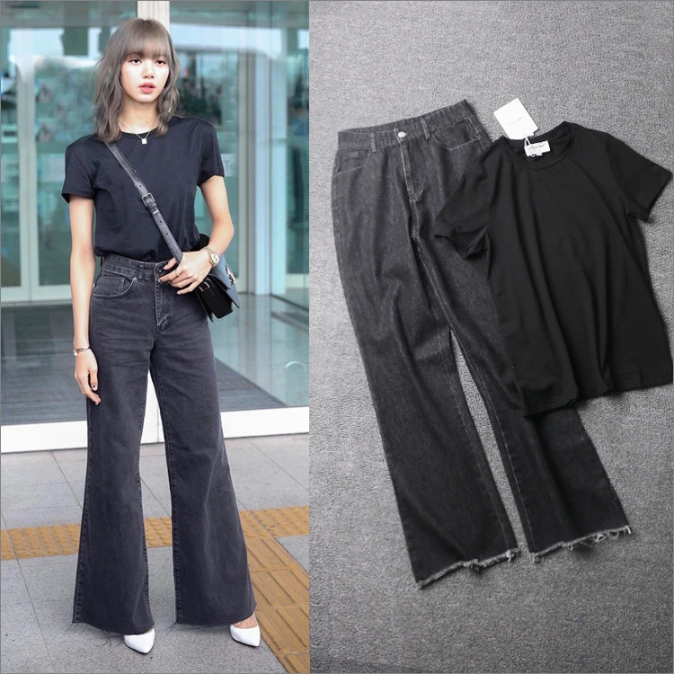 black high waisted wide leg pants outfit