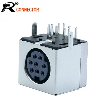 

10pcs S-video 8 Pin Mini Din Female Socket Connector 8P DIN Mini Jack Right Angle PCB Panel Mount PS2 Mini Circular DIN Terminal