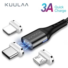 KUULAA Магнитный кабель Micro USB Type C быстрый зарядный Адаптер для iPhone XiaoMi Huawei зарядное устройство магнитная Быстрая зарядка USB C USB-шнур