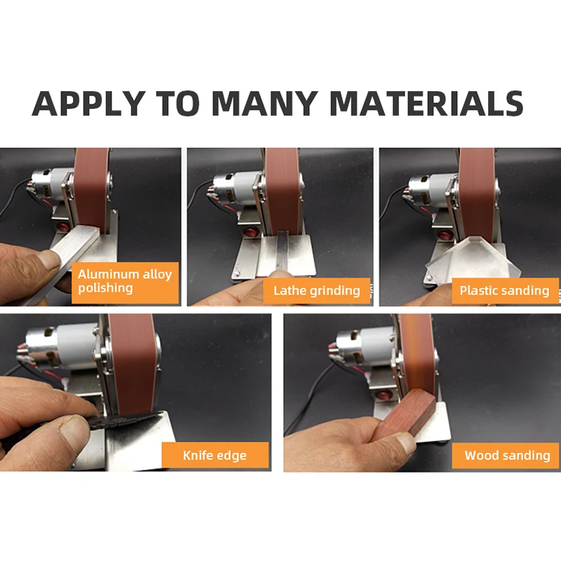 Electric Polisher Electric Orbital Sander Multifunctional Grinding Machine Belt Grinder Mini Electric Belt Sander DIY Polishing Grinding Machine Cutter Edges Sharpener