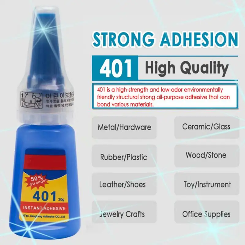 

401 Multi-Purpose Super Glue Instant Adhesive Bottle for DIY Craft Super Strong Liquid Gel Ceramic Glass Glue Adhesives 20g