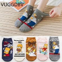 5/шт. skarpetki Новые прямые носки с героями мультфильма Симпсоны женские хлопковые дышащие носки calcetines mujer divertido