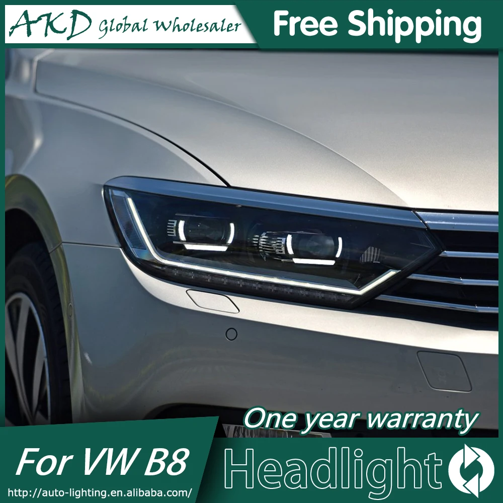 AKD автостайлинг фара для VW Passat B8 EUR Verson 2016 2017 фары светодиодный ные DRL H7 D2H Hid