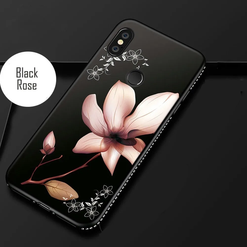 

Luxury Crystal Flowers Phone Case for Redmi Note 7 Case 4X 5A Pro 5 Plus 6 6A S2 Mi 6X 5X 8SE Bling Jewelled Frame Matte Cover