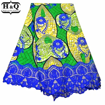 

H&Q latest wax fabric african 2020 batik lace high quality embroidery nigerian guipure laces water soluble fabrics 6 yards/piece