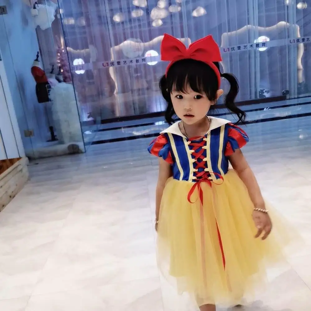 

Cute Snow White Dress Set For Girls Baby Halloween Costume Toddler Photo Props Fairy Dress Children Drama Performance Dress