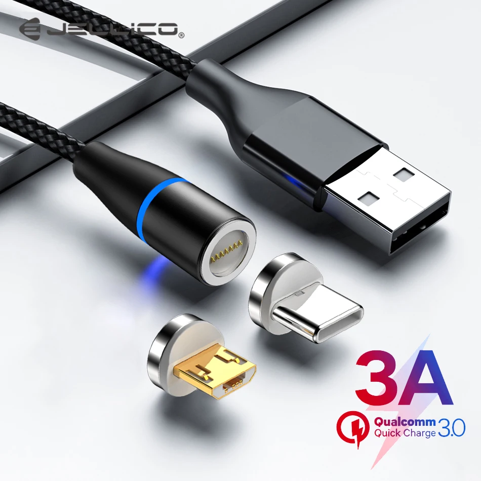 Кабель Micro USB Jellico для iPhone Samsung Type C мобильный телефон QC3.0 зарядка магнитное