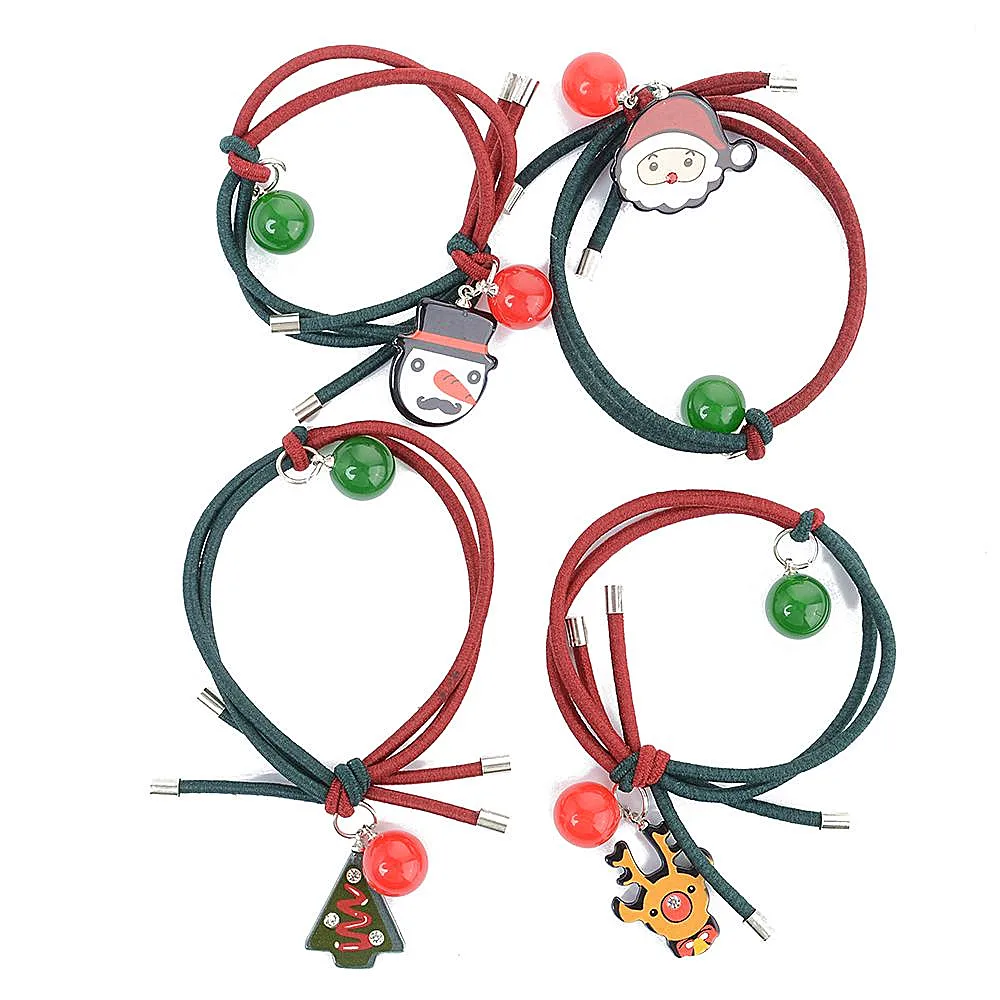 

2019 Girls Popular Christmas Hair rope Tree Santa Bell Snowman Kids Elastic Hair band Lovely Hair Accessories Fashion Hot Sale