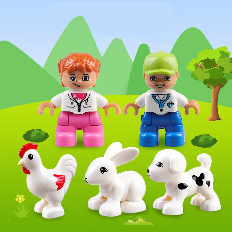

5pcs/Set duploed large particle Figures Animals DIY Building Blocks Character accessories Toys For childrens baby gift