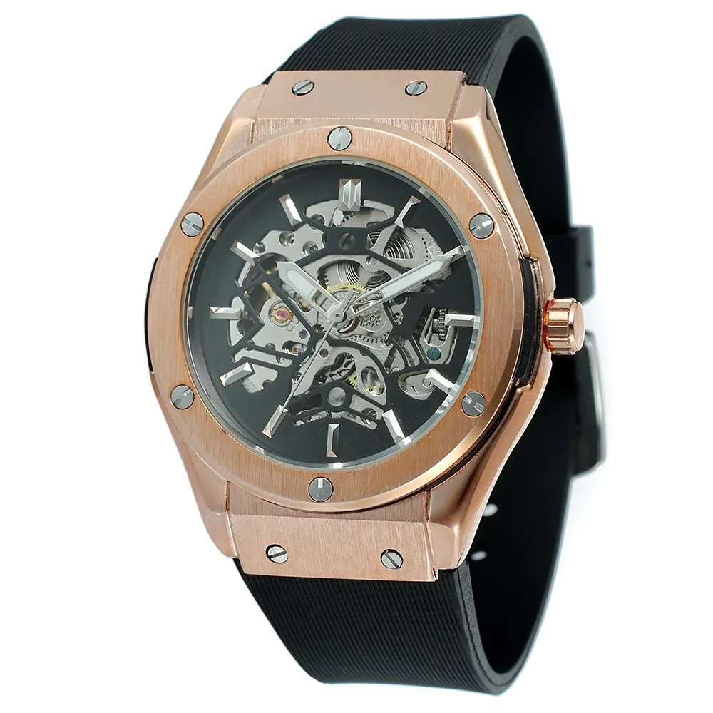 

Forsining Europe And America Style Fashion Casual Hollow out Skeleton Fully Automatic Analog Watch