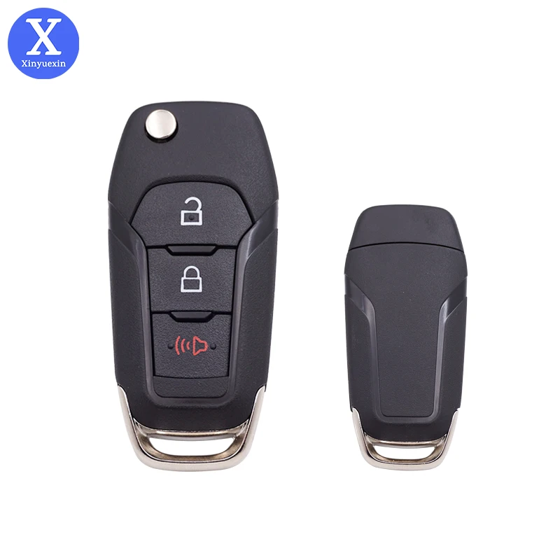 Xinyuexin Flip Key Remote Fob Case Shell for Ford F150 3Button Folding Car Key Shell Replacement 2015-2019 Year